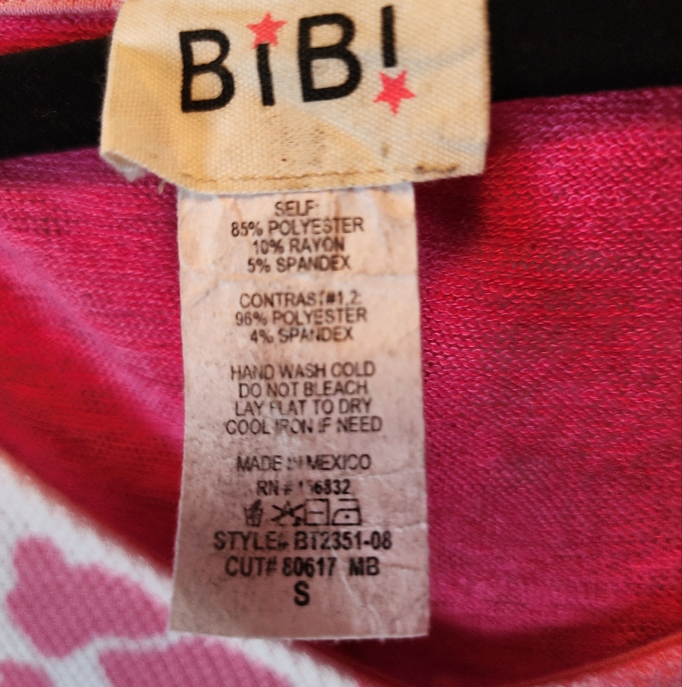 BiBi Pink and White Graphic Cuffed Sleeve Tee - Picture 7 of 7